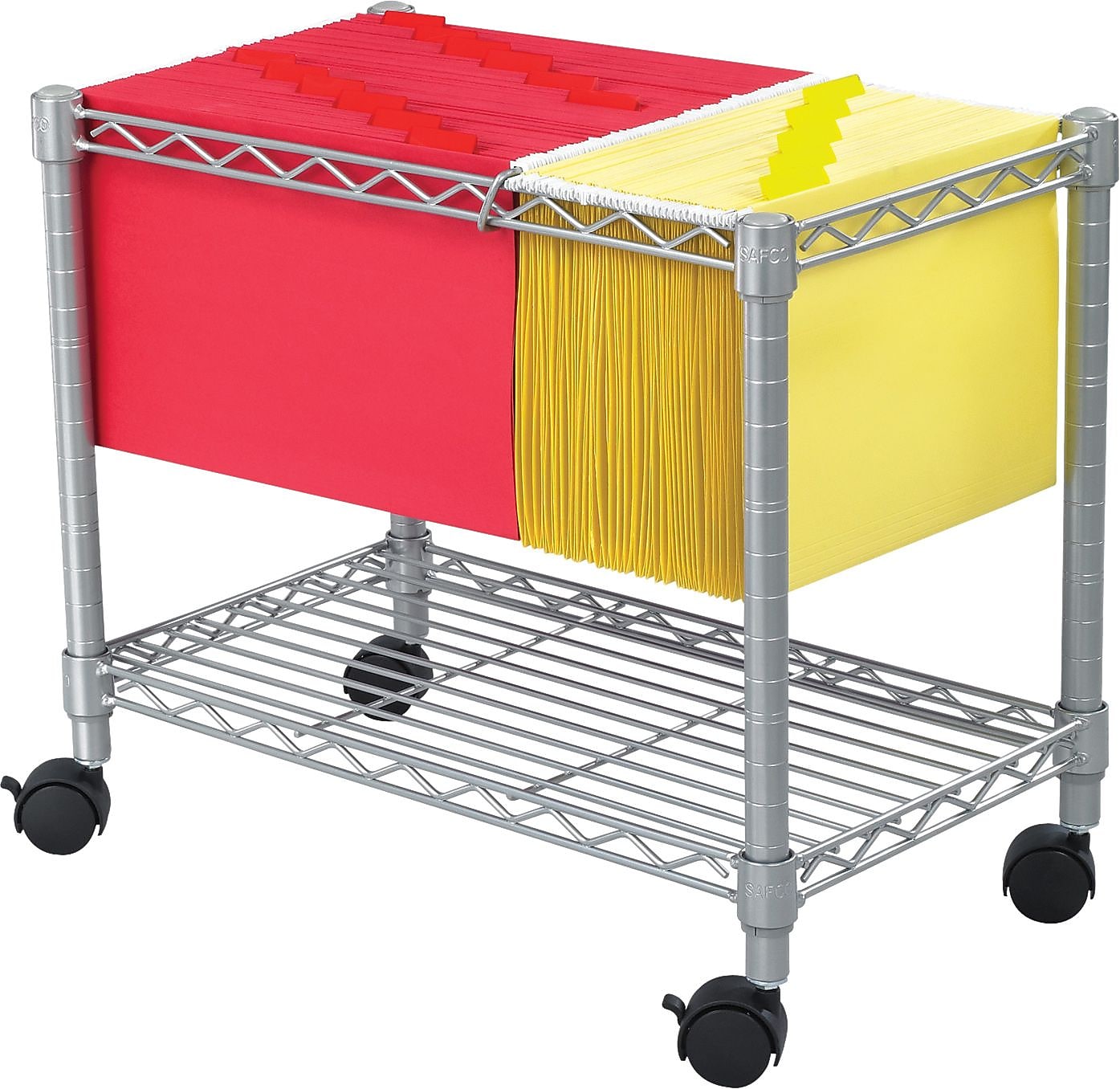 Safco Wire Mobile File Cart with Swivel Wheels, Gray (5201GR)