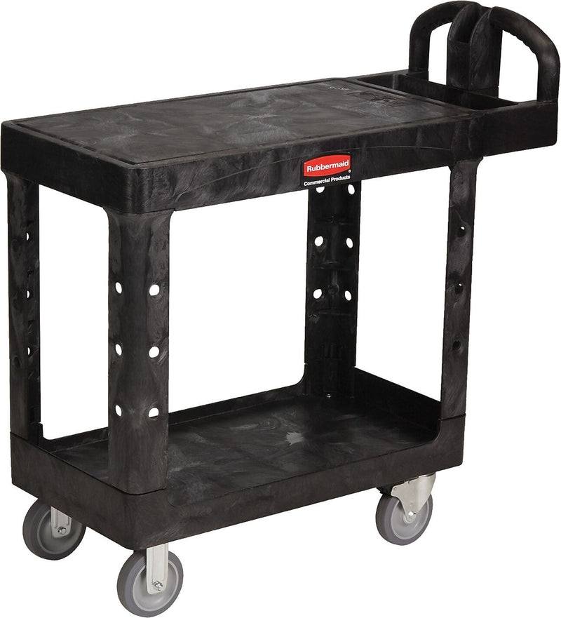 Rubbermaid® 33 1/3"H x 19 3/16"W x 37 7/8"D Commercial Flat Shelf Utility Cart, Black