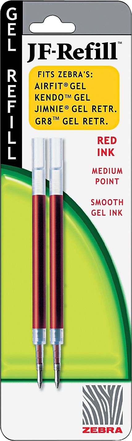 Zebra Pen LV Gel Pen Refill, Medium Point Tip, Red, 2/Pk (ZEB 87032)