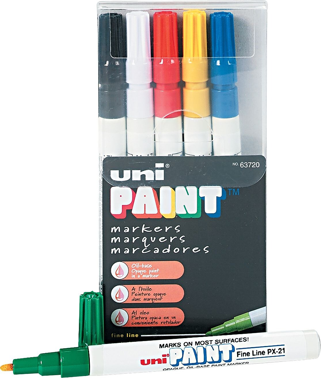 Sanford Oil Base Paint Markers, Fine Point, Assorted Colors, 6/Pack (63720)