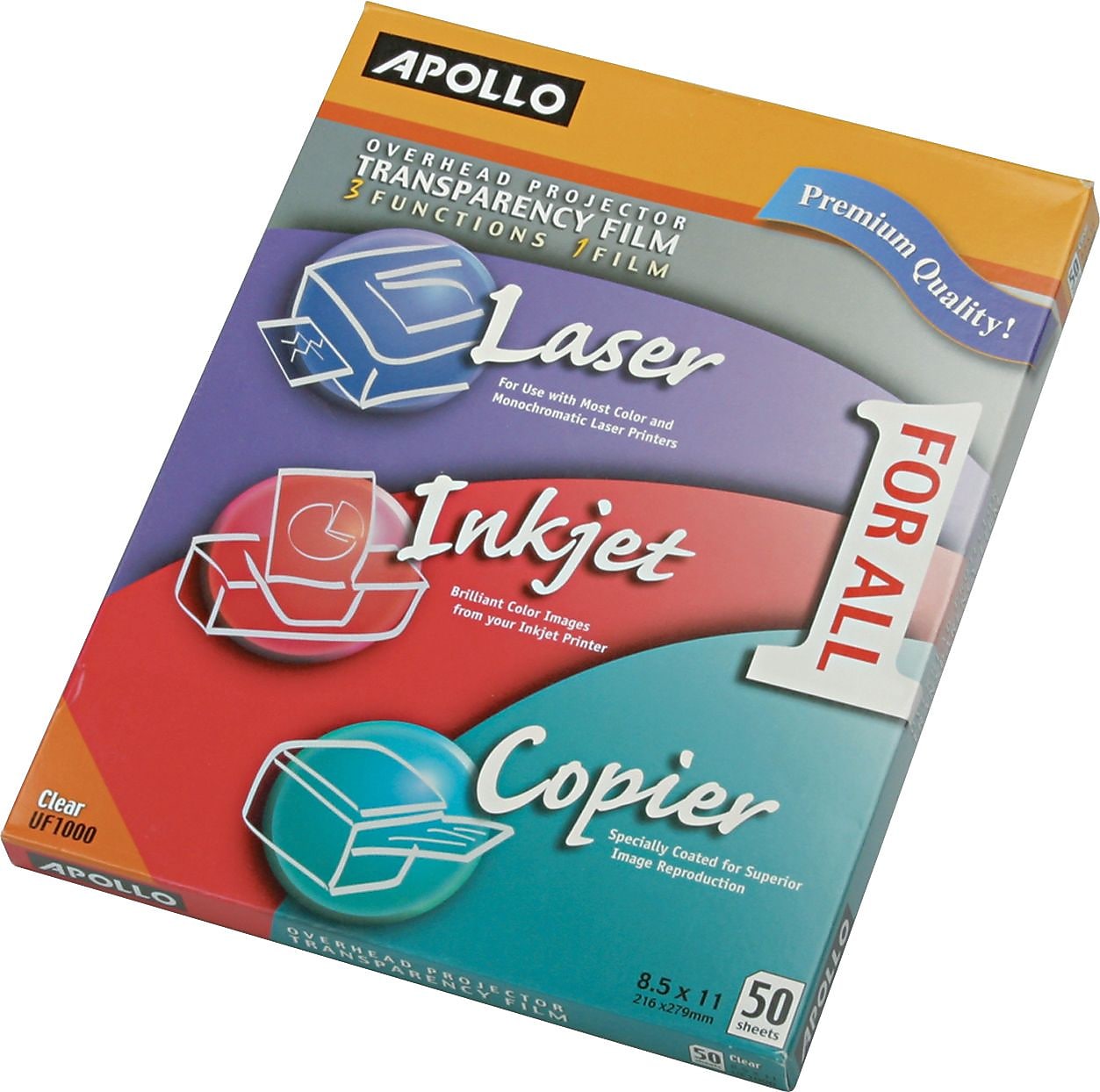 Apollo® Multipurpose Transparency Film, Clear, 8 1/2"(W) x 11"(H), 50/Box