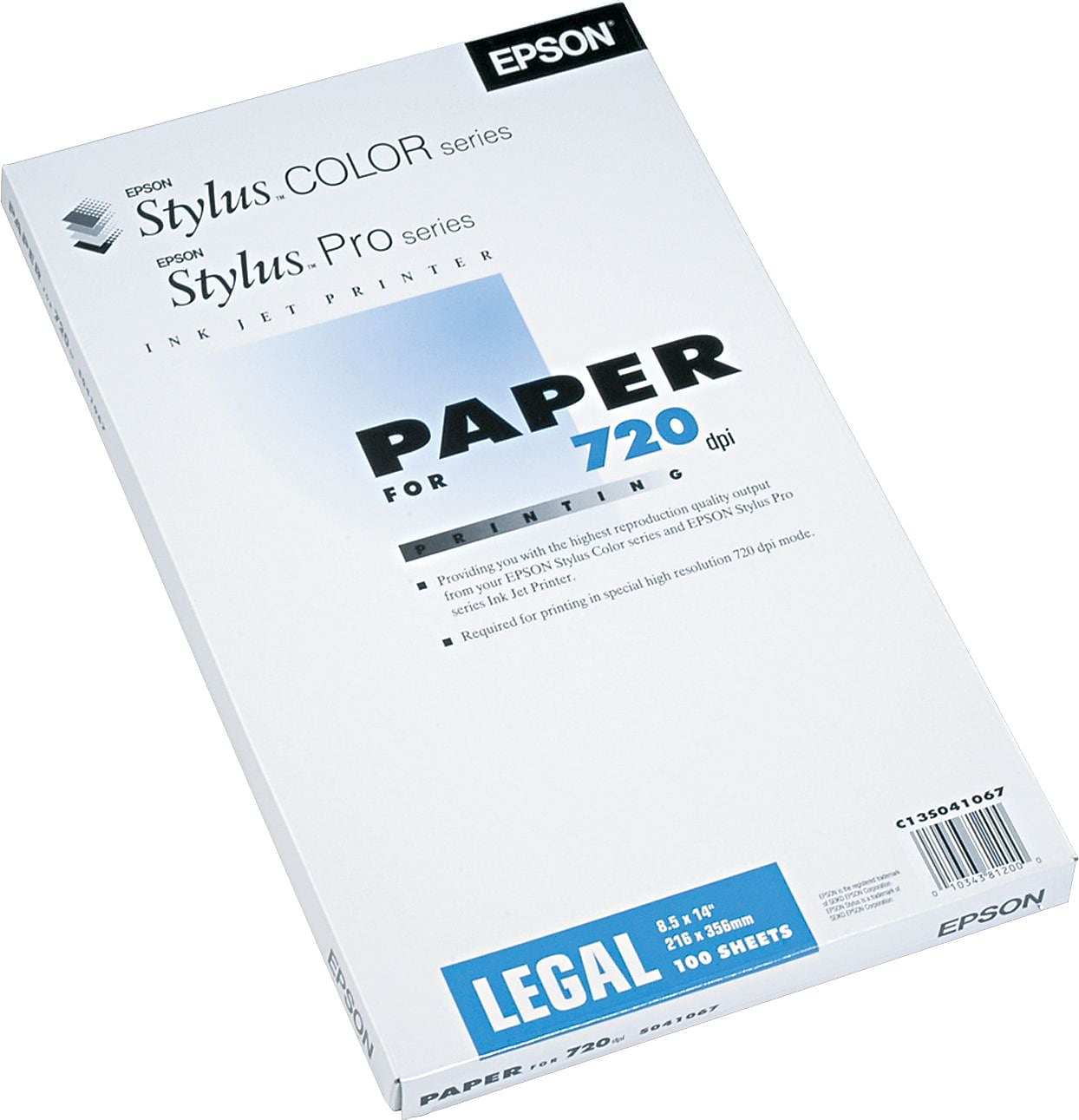 Epson Stylus Color Pro Matte Presentation Paper, 8.5" x 14", 100 Sheets/Pack (S041067)