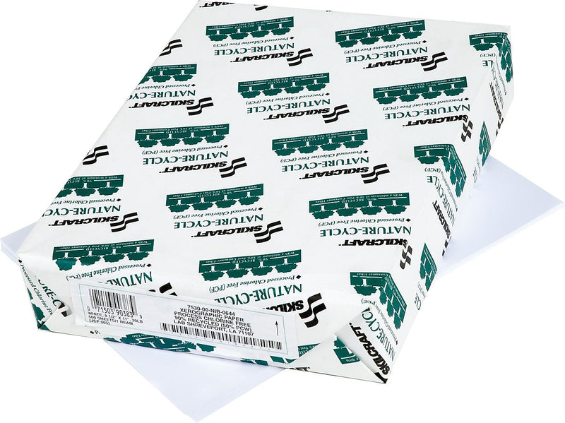 Skilcraft Nature-Cycle Copy Paper, 92 Bright, 20 Lb Bond Weight, 8.5 X 11, White, 500/Ream (NSN53998311)