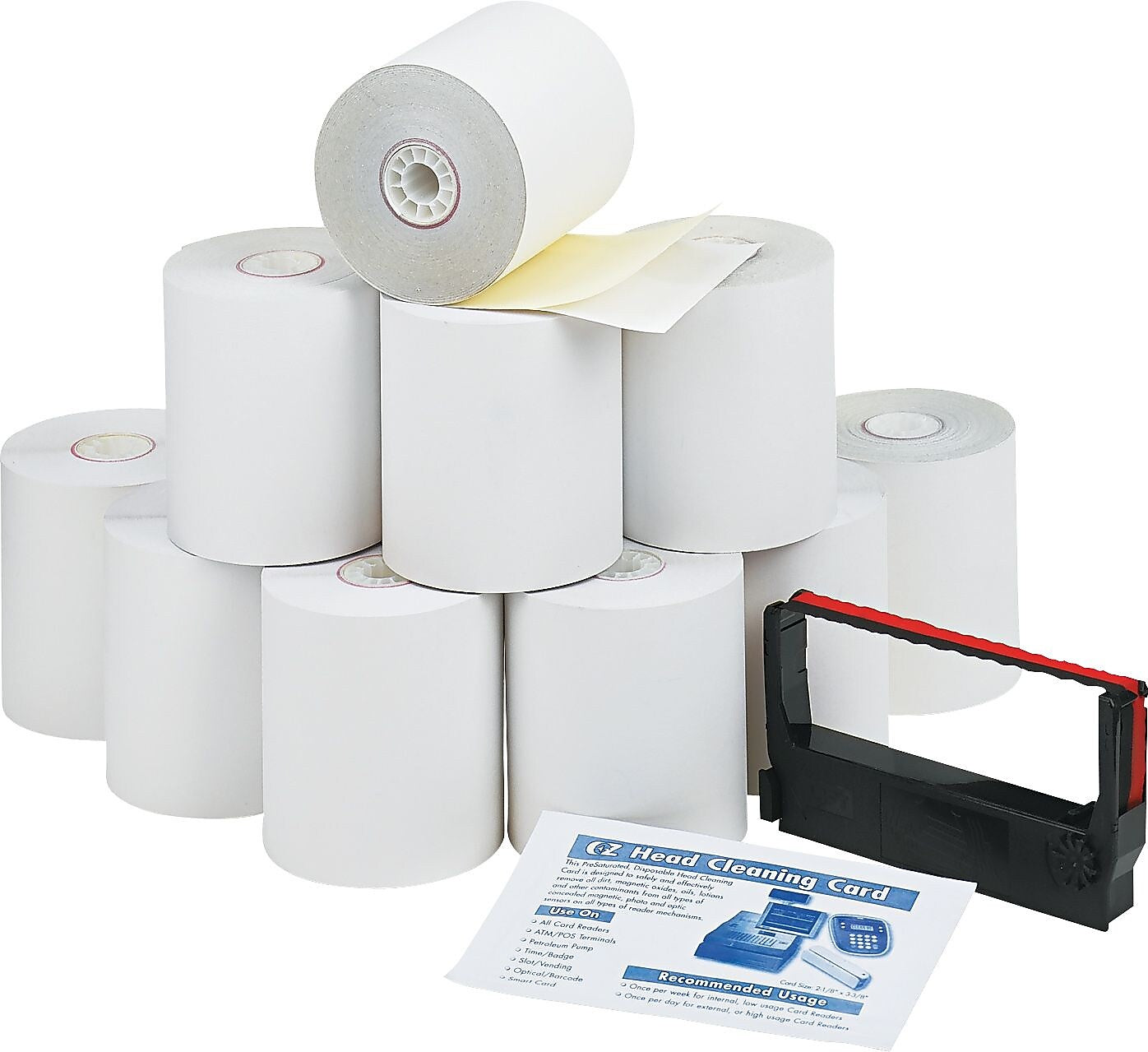PM Company® Impact Printing Carbonless Paper Roll, Canary/White, 3"(W) x 90'(L), 10/Ctn
