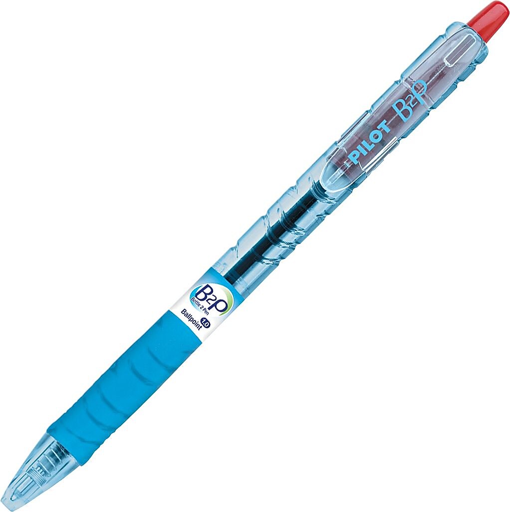 Pilot B2P Begreen Retractable Ballpoint Pen, Medium Point, Red Ink, Dozen (32802)
