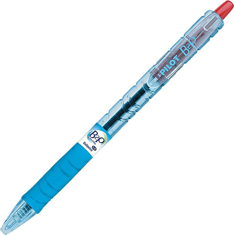Pilot B2P Begreen Retractable Ballpoint Pen, Medium Point, Red Ink, Dozen (32802)