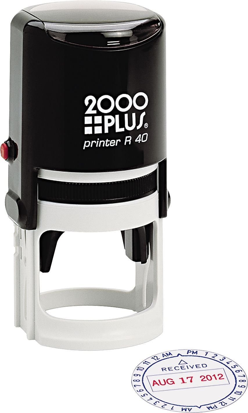 AbilityOne Self Inking Time/Date Stamp, Red/Blue (7520012074188)