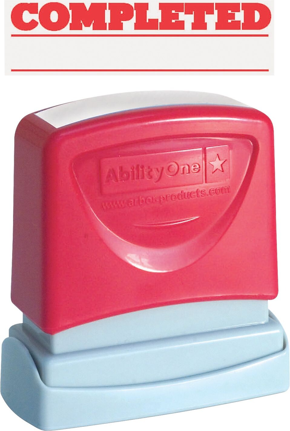 AbilityOne Pre-Inked Message Stamp, COMPLETED, Red (7520012074111)