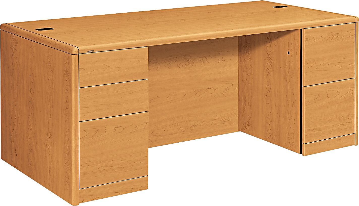 HON® 10700 Series Office Collection in Harvest, Double-Pedestal Desk with Full-Height Pedestals