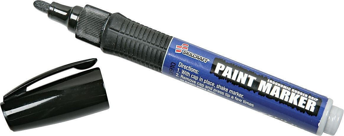 AbilityOne 7520015889099 Paint Marker, Medium Point, Rubber Grip, Black, 6/Pack