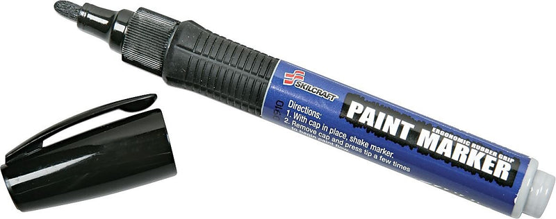AbilityOne 7520015889099 Paint Marker, Medium Point, Rubber Grip, Black, 6/Pack