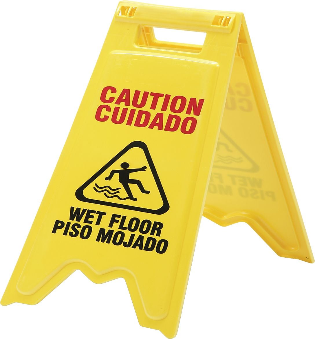AbilityOne SKILCRAFT Wet Floor Sign, English & Spanish (9905015882362)