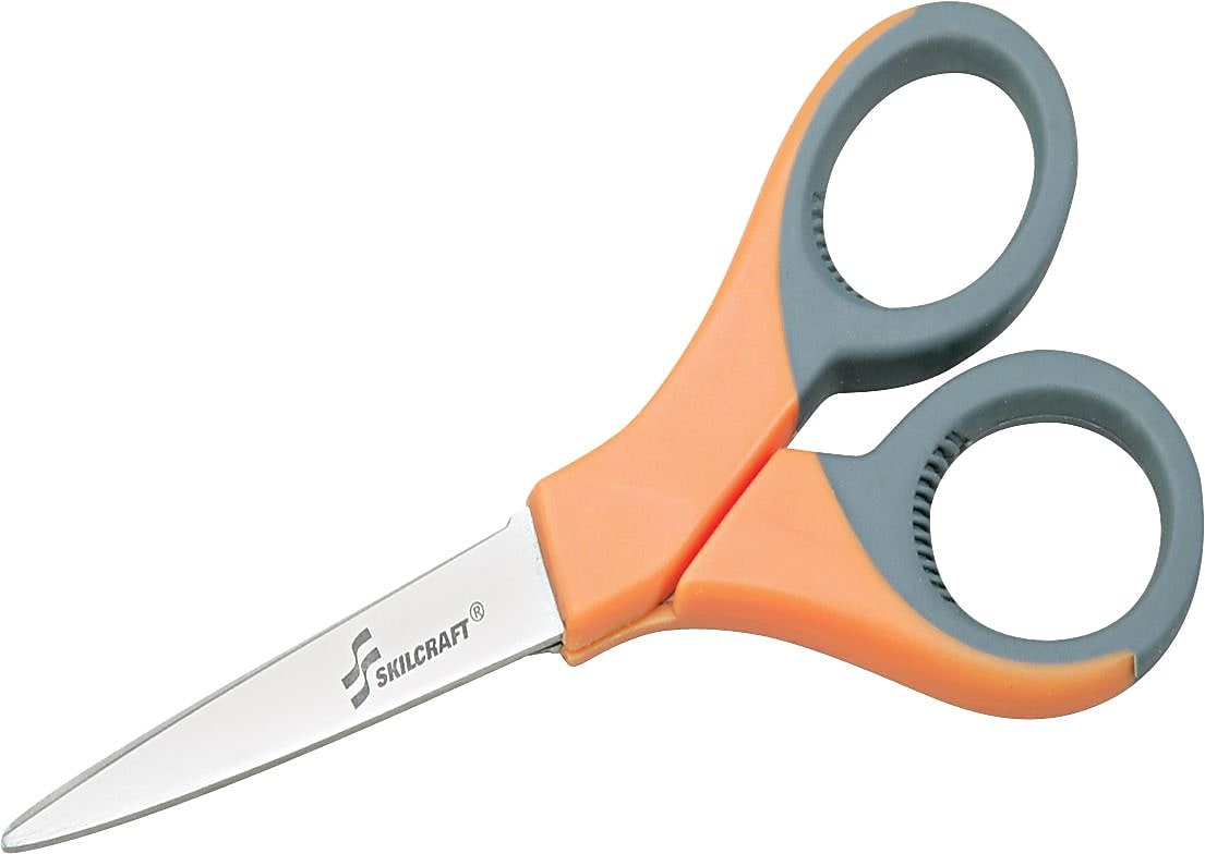 AbilityOne SKILCRAFT Scissors, 7" Length, 6 1/2" Cut, Orange/Gray (5110012414375)
