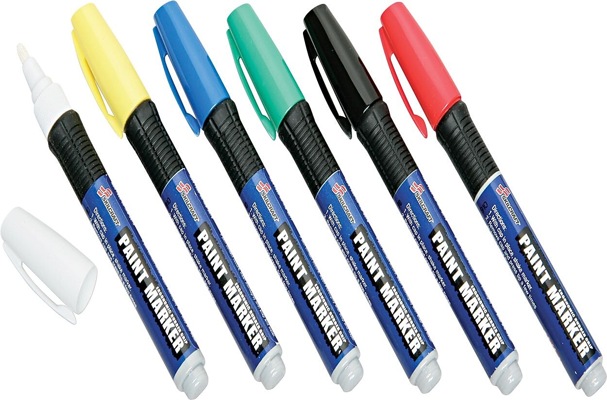 AbilityOne Paint Marker, Medium Point, Rubber Grip, Assorted, 6/Set (7520012074167)