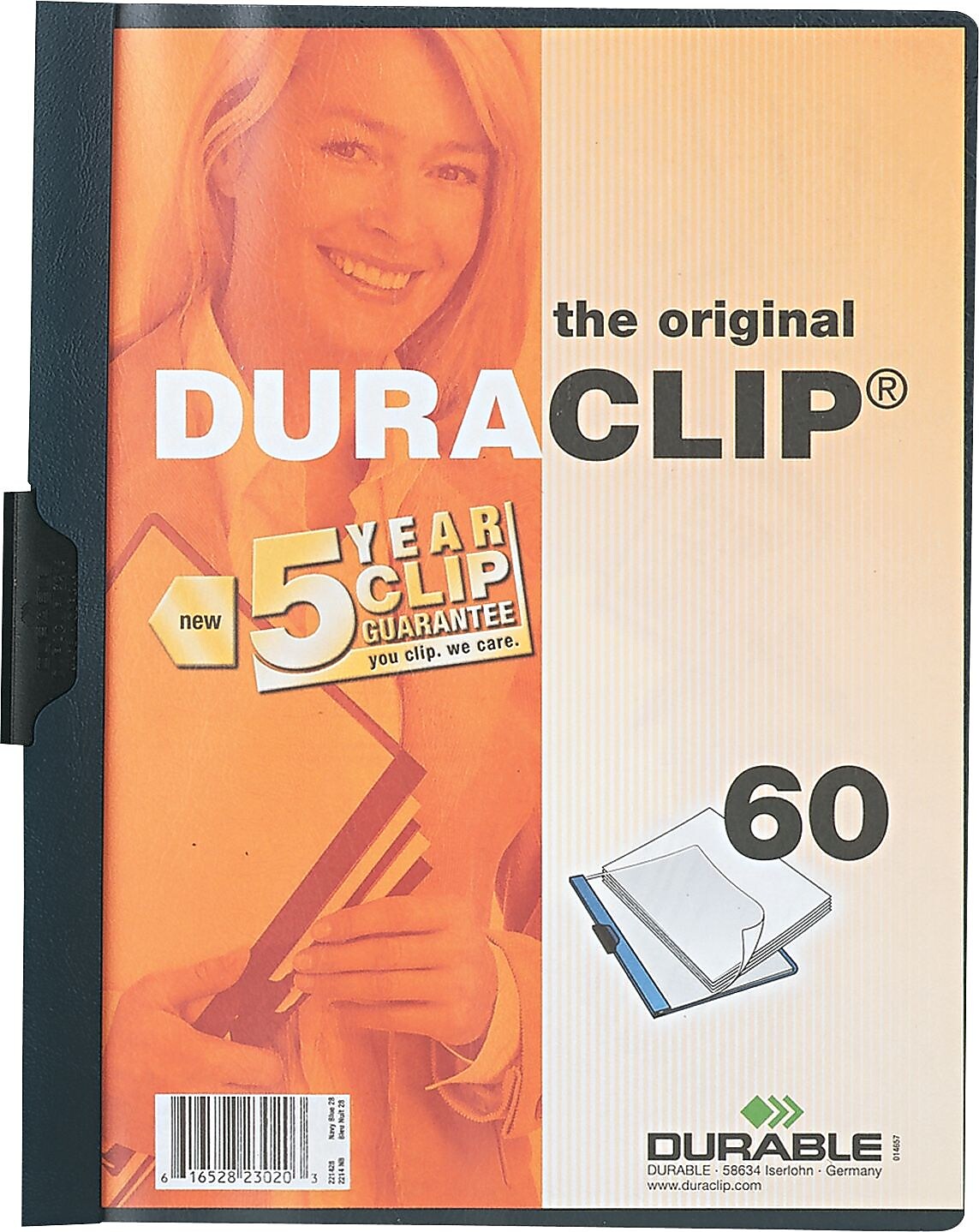 Vinyl DuraClip Report Cover w/Clip, Letter, Holds 60 Pages, Clear/Navy, 25/Box