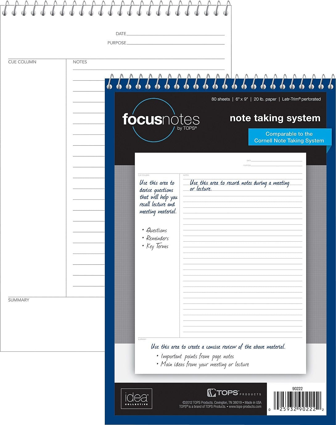 Tops FocusNotes Steno Pad, 6" x 9", White, 80 Sheets/Pad (90222)