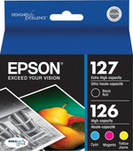 Epson T127/T126 Black Extra High Yield and Cyan, Magenta and Yellow High Yield Ink Cartridges, 4/Pack (T127120-BCS)
