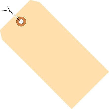 #4 4 1/4" x 2 1/8" 10 Pt. Manila Shipping Tags  - Pre-Wired (1000/case)
