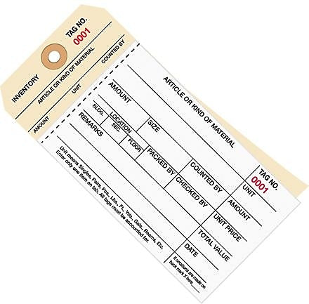 Staples - 6 1/4" x 3 1/8" - (2500-2999) Inventory Tag 2 Part Carbonless Stub Style #8, 500/Pack