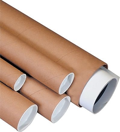 4" x 30" - Kraft Mailing Tube with Caps, 15/Case