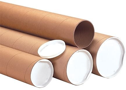 3" x 48" - Kraft Heavy-Duty Mailing Tube with Caps, 24/Case