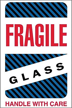 Decker Tape "Fragile Glass" Labels, 6" x 4", 500/Roll (DL1570D)