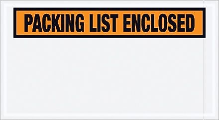 Packing List Envelope, 5.5" x 10", Orange Panel Face, "Packing List Enclosed", 1000/Case (ENVPQ24)