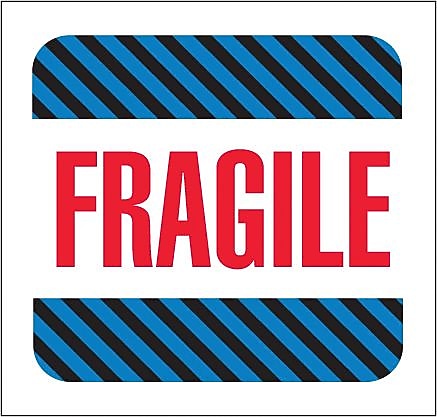 Tape Logic Labels, "Fragile", 4" x 4", Multiple, 500/Roll (SCL522)
