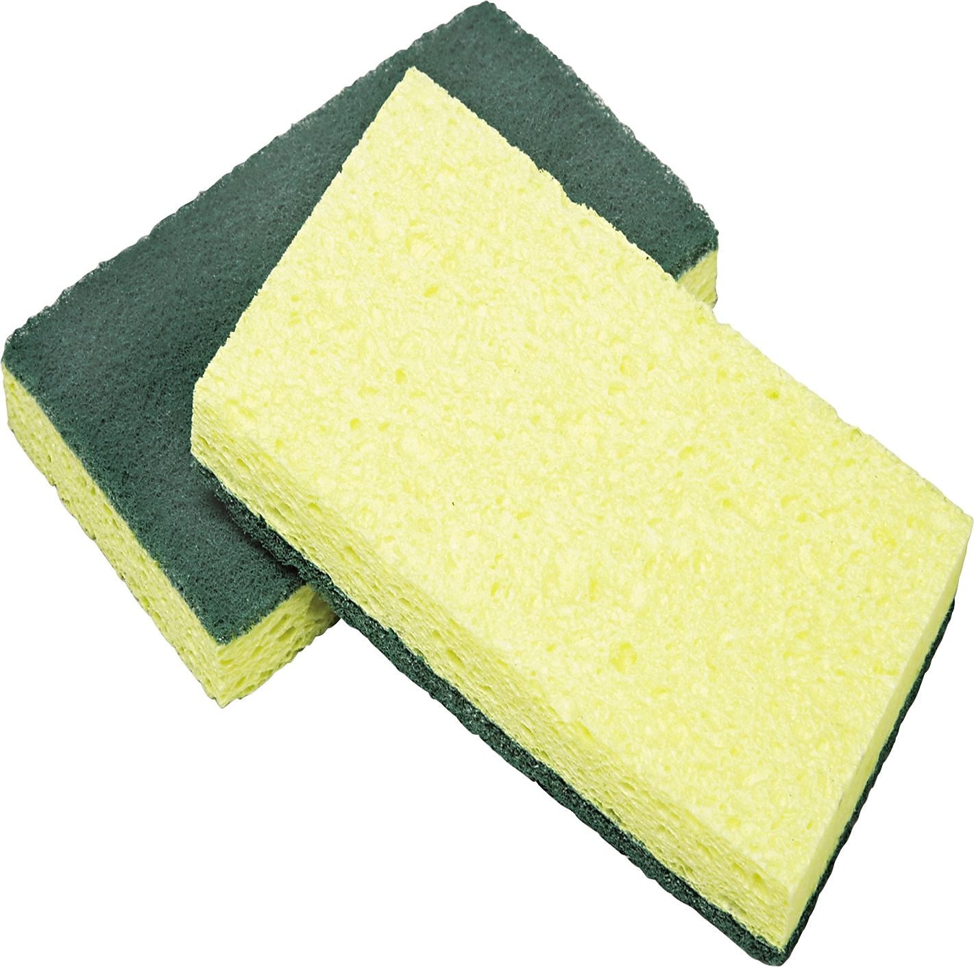 AbilityOne Cellulose Scrubber Sponge, 3-1/4 x 6-1/4, Yellow/Green, 3/Pack (7920015664130)