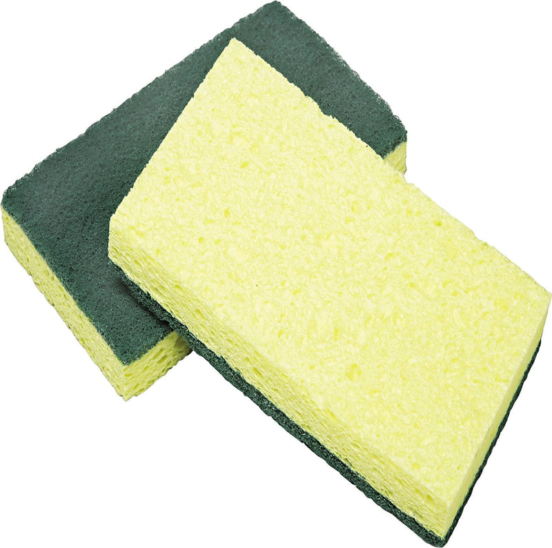 AbilityOne Cellulose Scrubber Sponge, 3-1/4 x 6-1/4, Yellow/Green, 3/Pack (7920015664130)
