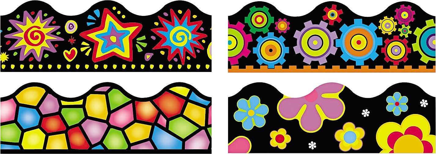 Trend Terrific Trimmers, Brights on Black, 48/Pack (T92919)