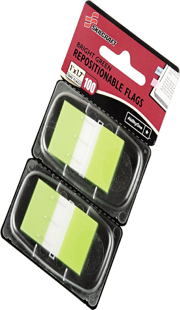 AbilityOne SKILCRAFT Self-stick Marker Flag, Bright Green, 50/Pk