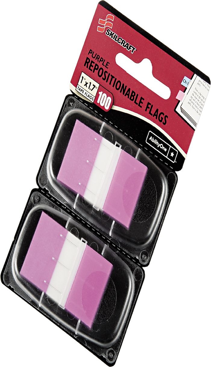 AbilityOne SKILCRAFT Colorful Self-stick Flag, Purple, 50/Pk