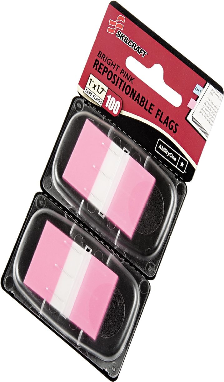AbilityOne SKILCRAFT Self-stick Marker Flag, Bright Pink, 50/Pk