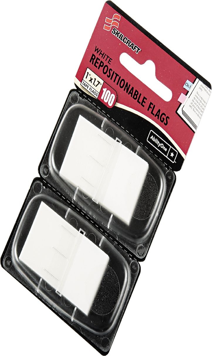 AbilityOne SKILCRAFT Colorful Self-stick Flag, White, 50/Pk