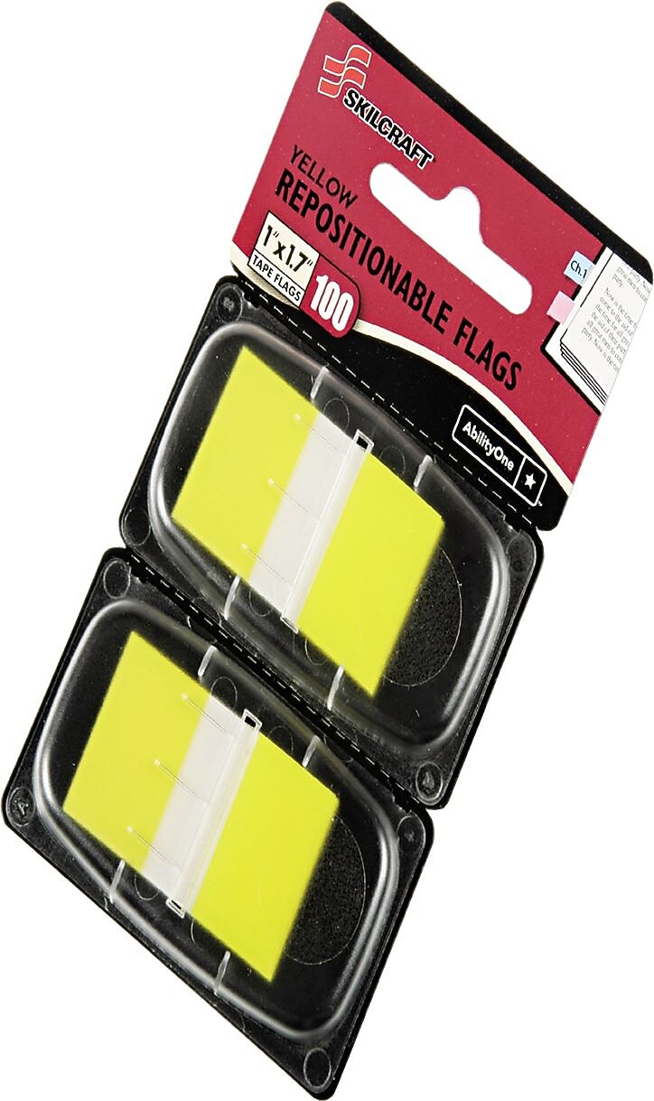 AbilityOne SKILCRAFT Colorful Self-stick Flag, Yellow, 50/Pk