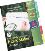AbilityOne Index Divider Makers, 5-Tab, Blank Tabs, Letter, Assorted, 1 Set (7530014344198)