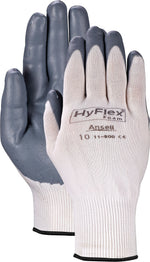 Ansell® HyFlex® Coated Gloves, Foam Nitrile, Knit-Wrist Cuff, Size 6, White/Grey, 12 Pair/Box (012-11-800-6)