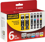 Canon 225/226 Black/Photo Black/Cyan/Magenta/Yellow Standard Yield Ink Cartridge, 6/Pack (4530B012)