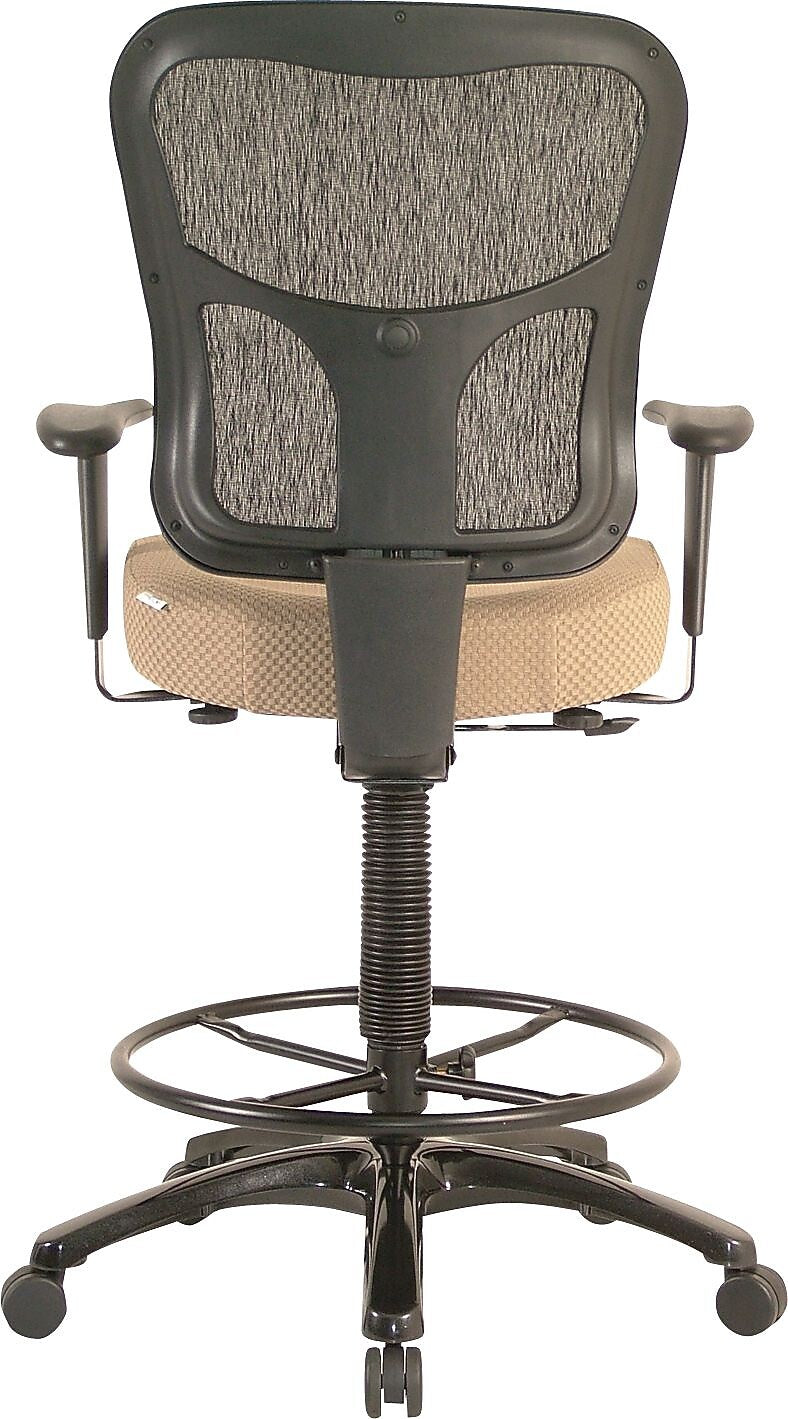Tempur-Pedic Fabric Drafting Stool with Backrest and Footrest with Lumbar Support, Beige (TP8200-BEIGE)
