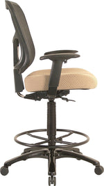 Tempur-Pedic Fabric Drafting Stool with Backrest and Footrest with Lumbar Support, Beige (TP8200-BEIGE)