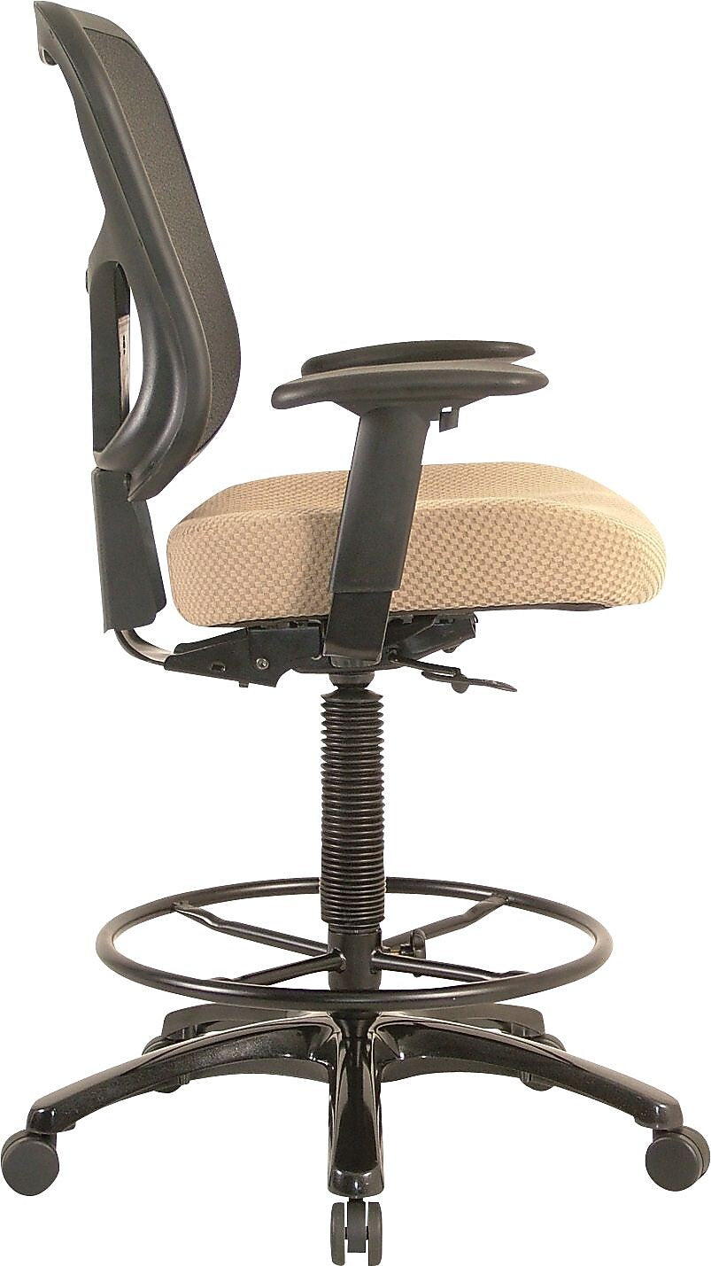 Tempur-Pedic Fabric Drafting Stool with Backrest and Footrest with Lumbar Support, Beige (TP8200-BEIGE)