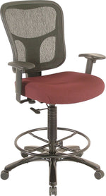 Tempur-Pedic Fabric Drafting Stool with Backrest and Footrest with Lumbar Support, Burgundy (TP8200-BURGUNDY)