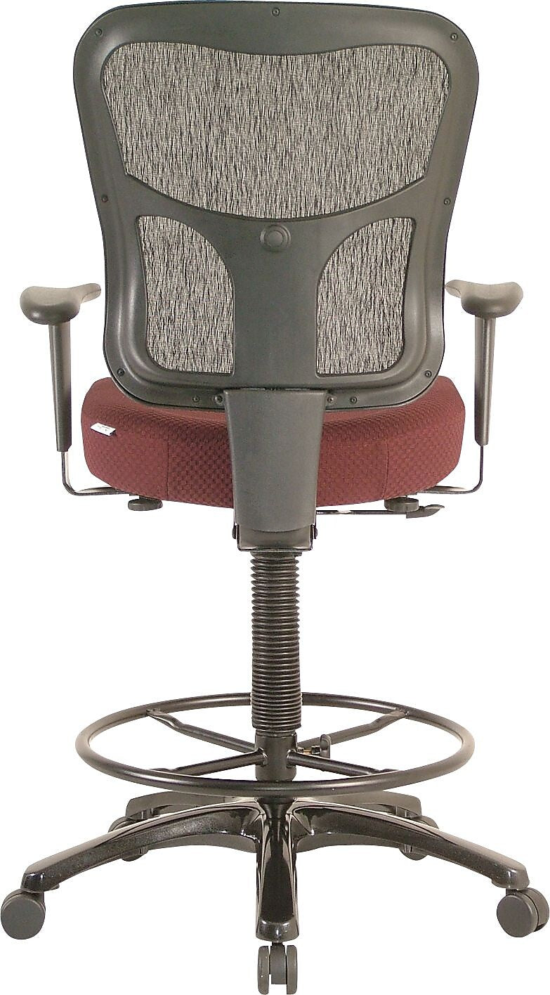 Tempur-Pedic Fabric Drafting Stool with Backrest and Footrest with Lumbar Support, Burgundy (TP8200-BURGUNDY)