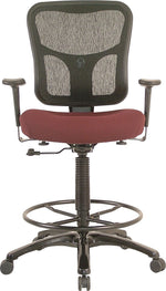Tempur-Pedic Fabric Drafting Stool with Backrest and Footrest with Lumbar Support, Burgundy (TP8200-BURGUNDY)