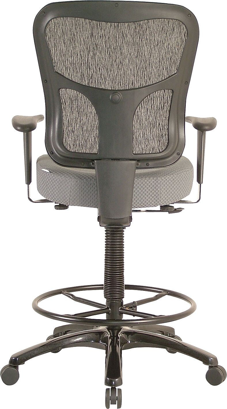 Tempur-Pedic Fabric Drafting Stool with Backrest and Footrest with Lumbar Support, Gray (TP8200-GREY)