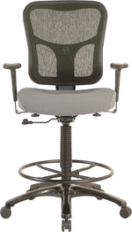 Tempur-Pedic Fabric Drafting Stool with Backrest and Footrest with Lumbar Support, Gray (TP8200-GREY)