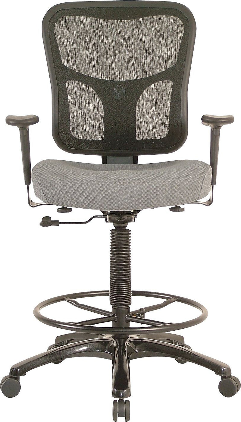 Tempur-Pedic Fabric Drafting Stool with Backrest and Footrest with Lumbar Support, Gray (TP8200-GREY)