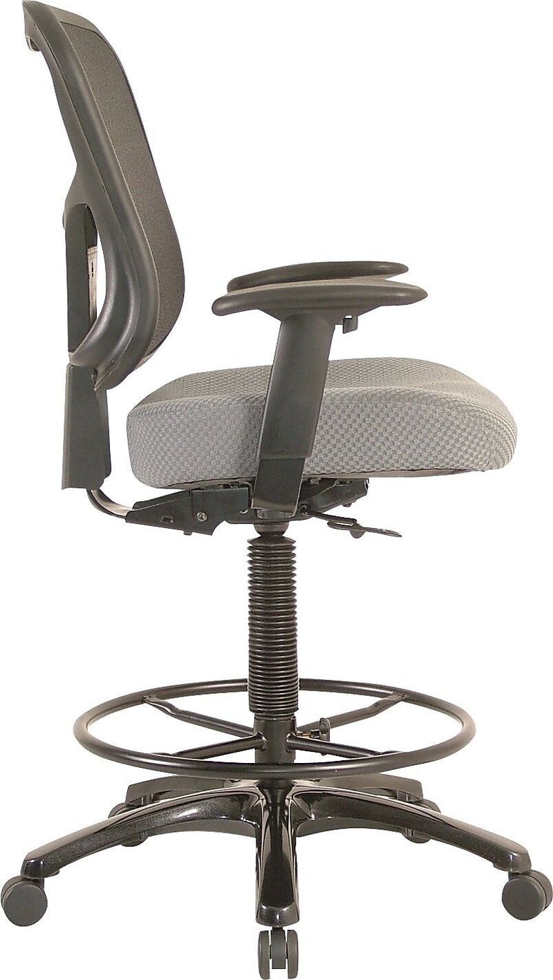 Tempur-Pedic Fabric Drafting Stool with Backrest and Footrest with Lumbar Support, Gray (TP8200-GREY)