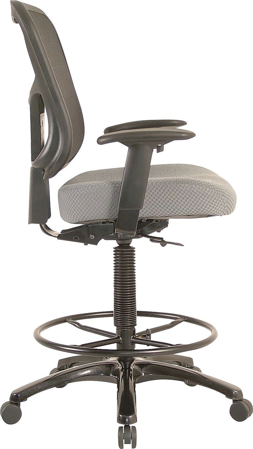 Tempur-Pedic Fabric Drafting Stool with Backrest and Footrest with Lumbar Support, Gray (TP8200-GREY)
